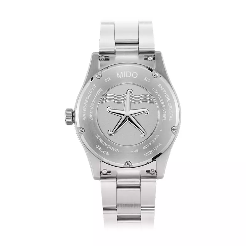 Jam Tangan Pria Mido Ocean Star 39 M026.907.11.061.00 80th Anniversary Black Pattern Dial Stainless Steel Strap