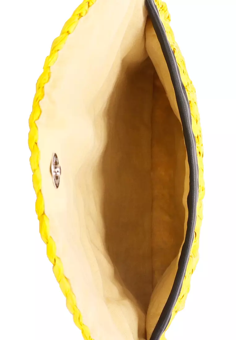 Straw Rope Clutch Bag in Yellow
