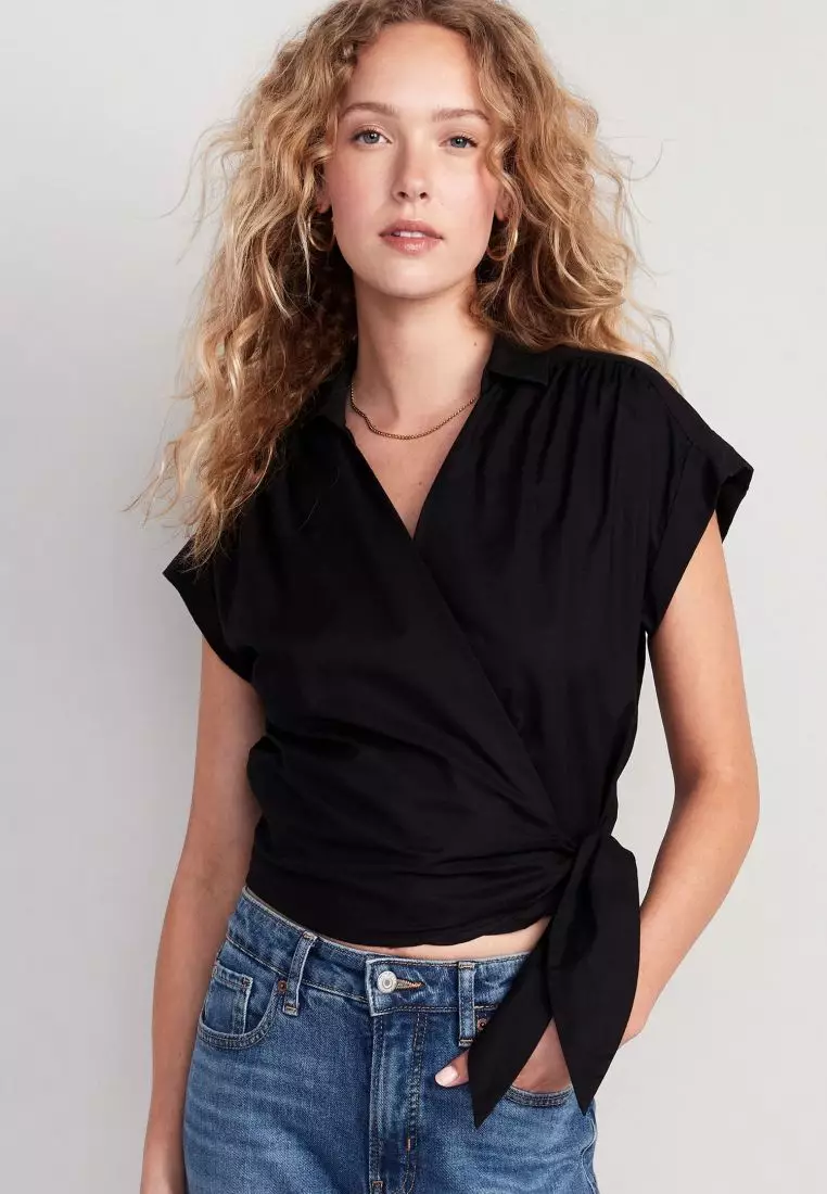 Wrap tops short sleeve new arrivals
