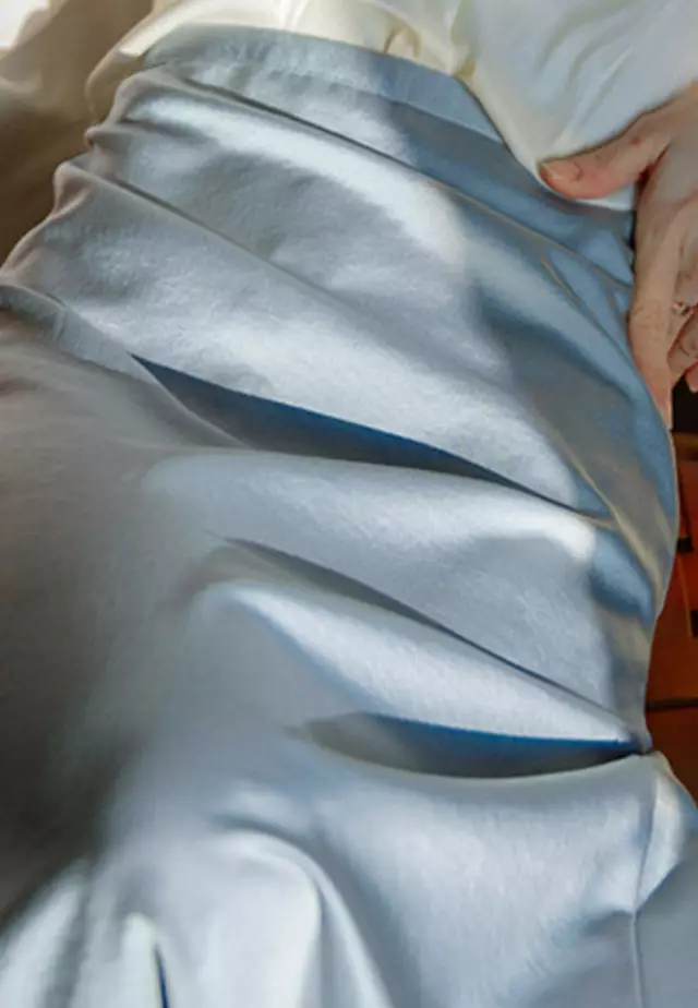 French Retro Silk High Waist Midi Skirt A21031922BL