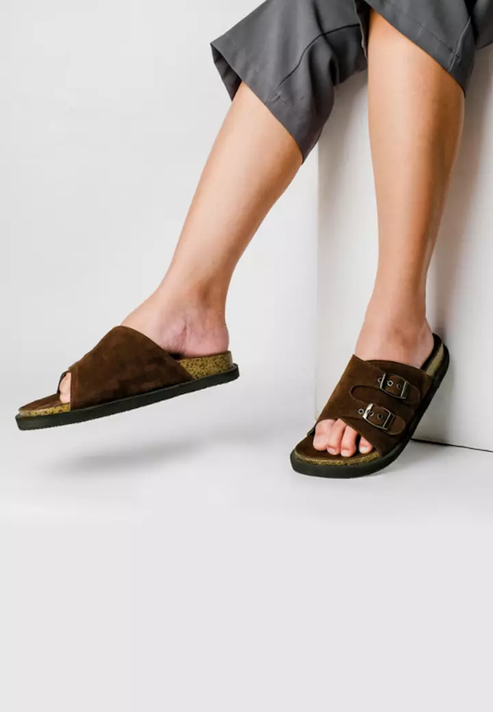 Pamole - Sandal Wanita Kekinian Sendal Cewek Sendal Flat - Aura Series Kopi