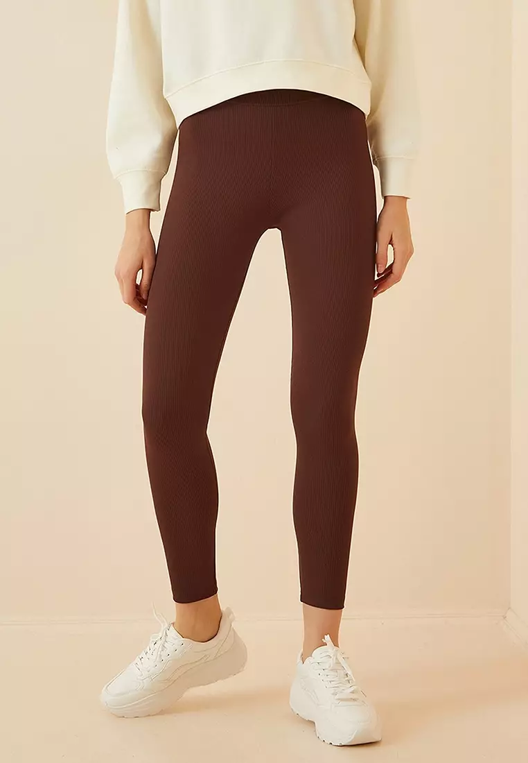 Buy Happiness Istanbul High Waist Corduroy Seamless Knitted Leggings Online