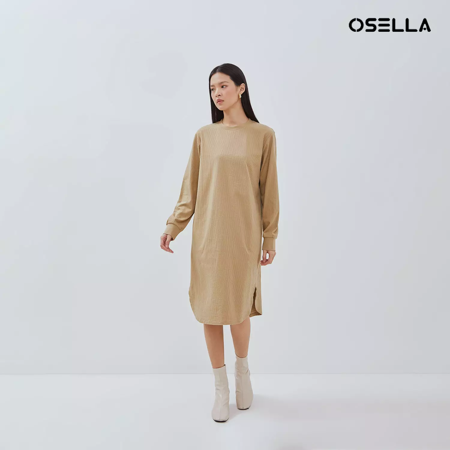 [NEW]OSELLA NAURA FANCY KNIT MIDI DRESS 2157500650 | Dress Rajut Wanita Lengan Panjang