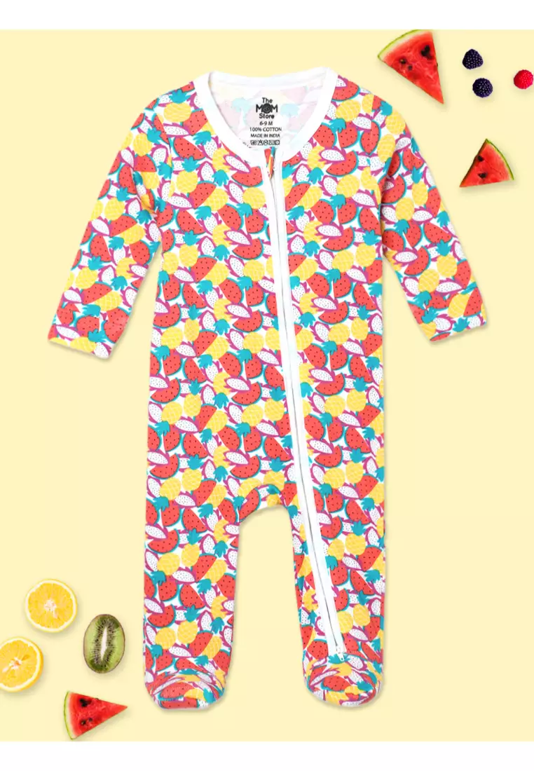 The Mom Store Fruitilicious Infant Zipper Romper - Multi
