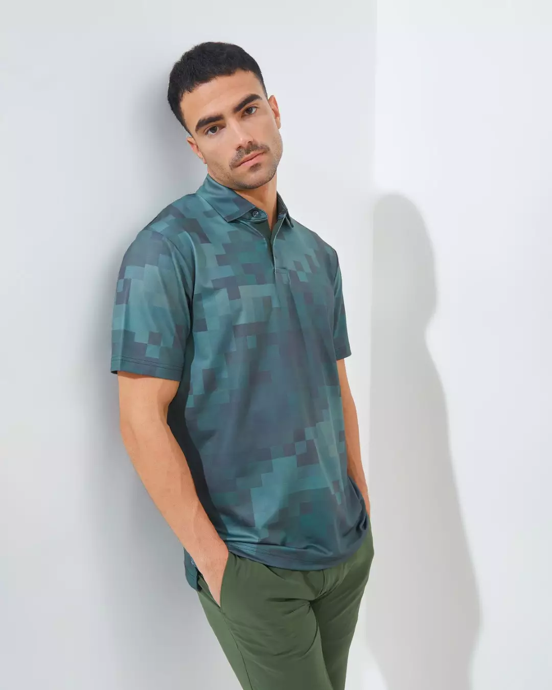 Jack Nicklaus Kowloon Premium Random Print Polo Olive Shadow Colour Olive Shadow