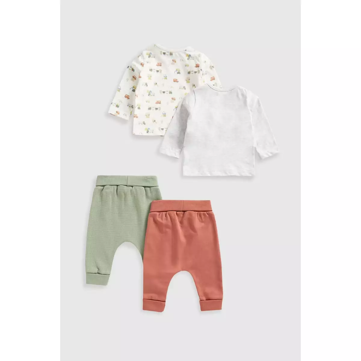 Mothercare Vehicles Tops and Joggers - 4 Piece Set - Set Baju Anak Bayi Laki-laki (Abu-abu)