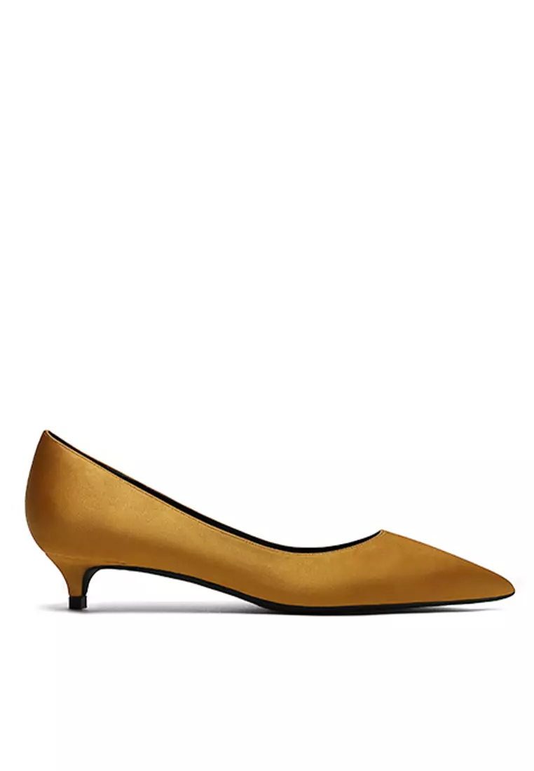Kitten Golden Yellow Pumps Buy Twenty Eight Shoes 3CM Silk Fabrics
