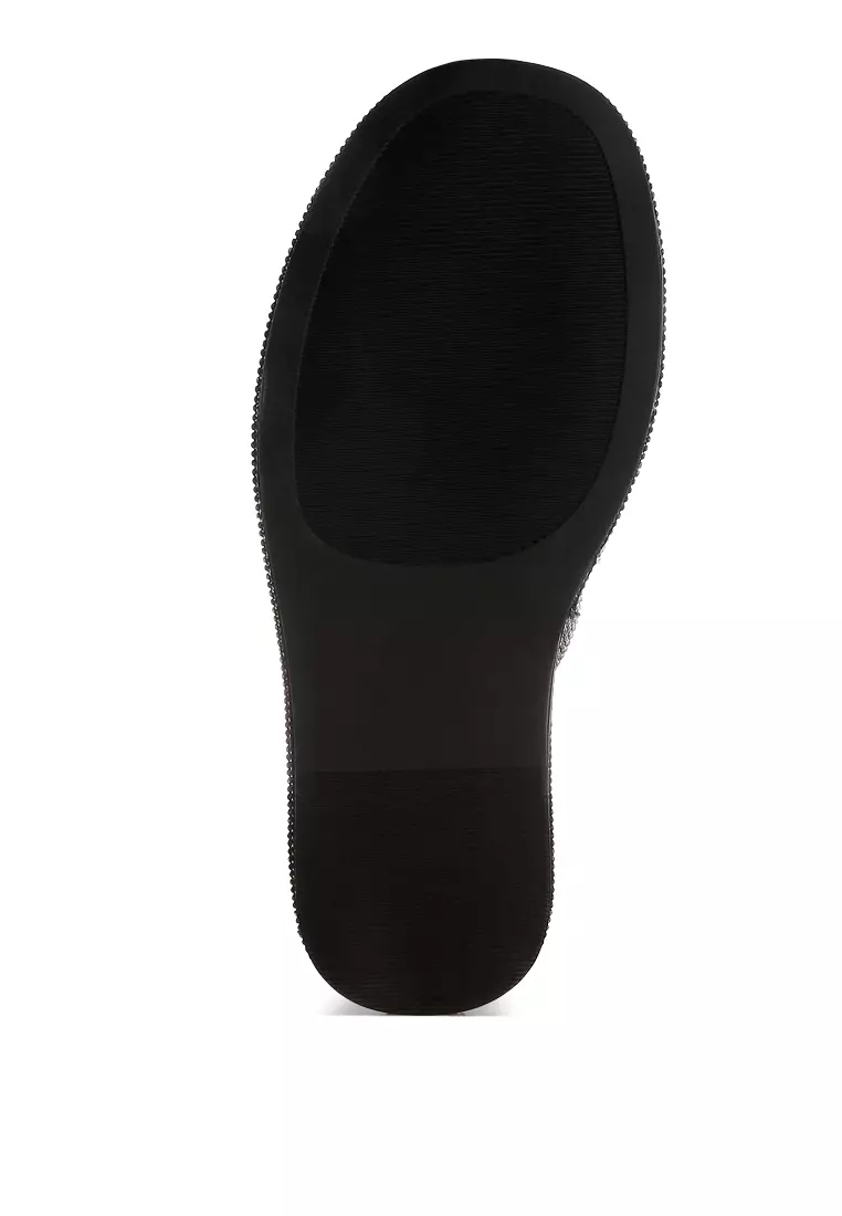 Rhinestone Embellished Flatforms In Black