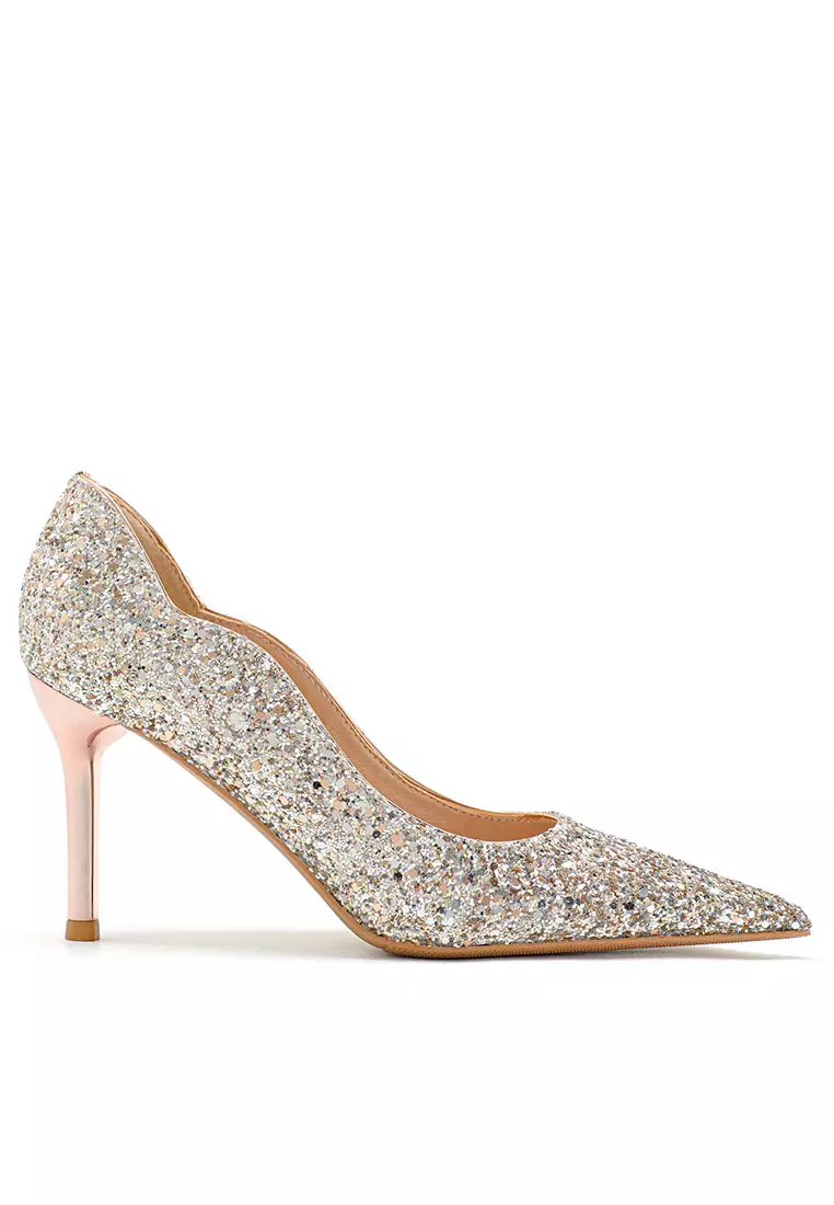 White sequin pumps hotsell