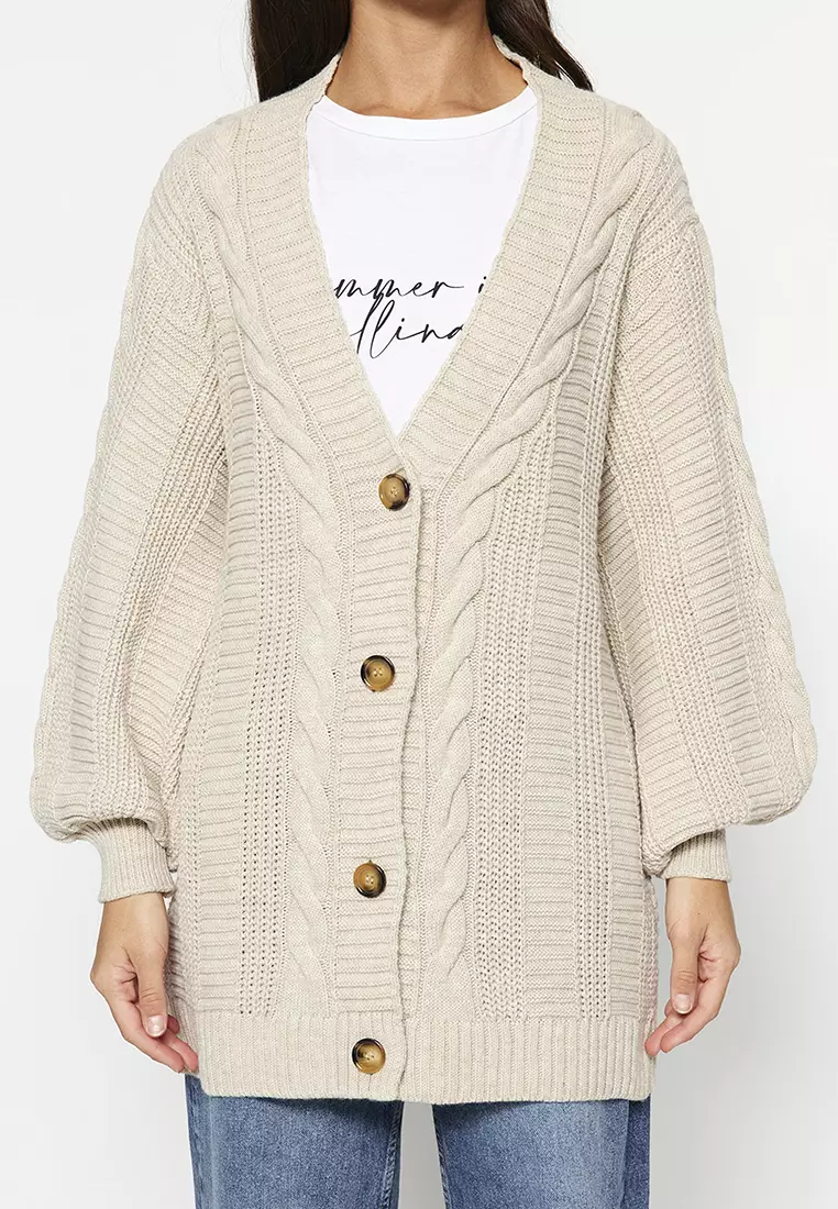 Hair Braids, Wide Cut, Knitwear Cardigan