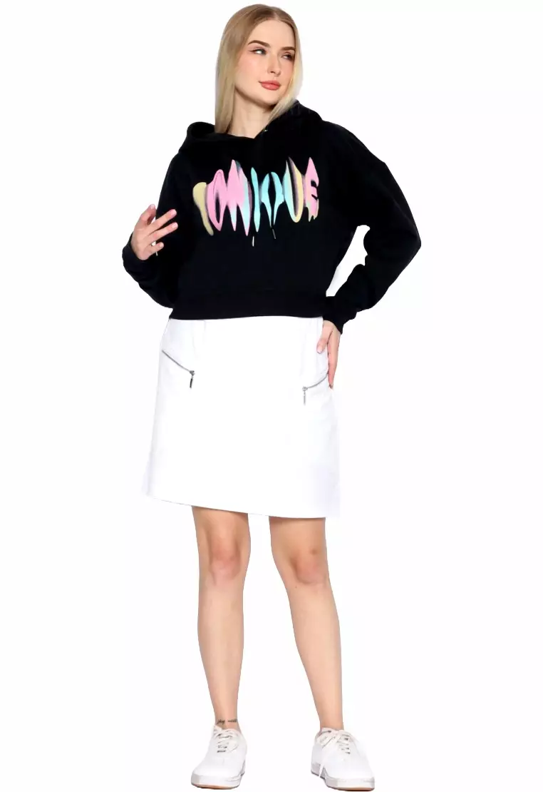 TONIQUE Hoodie Wanita Crop Katun Hitam SOPHIA Women's Regular Fit Cotton Crop Hoodie Black