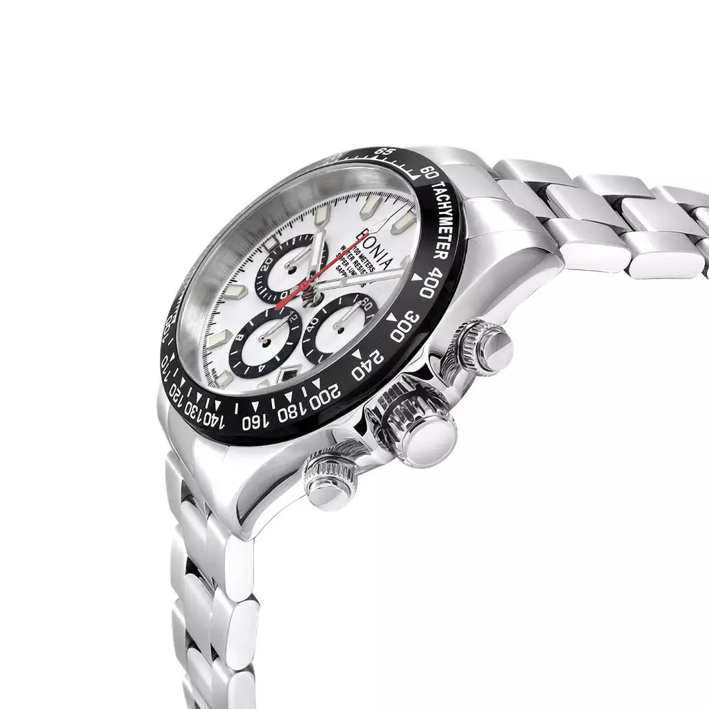 Jam Tangan Pria Bonia Automatic Stainless Steel Chronograph B10888-1312LE Original