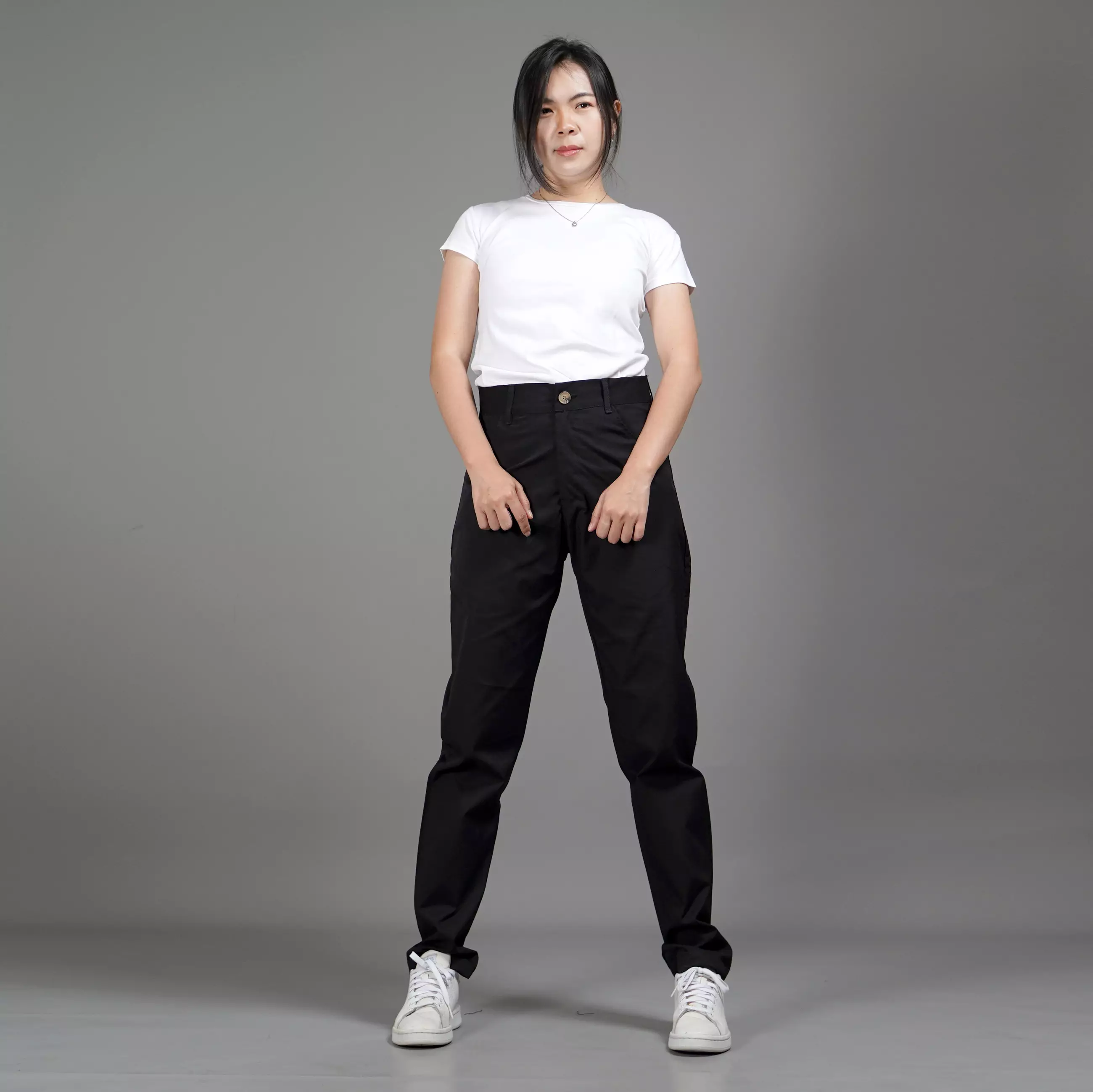  JEFIN Celana Panjang Wanita Celana Chino Wanita Celana Panjang Casual - HITAM