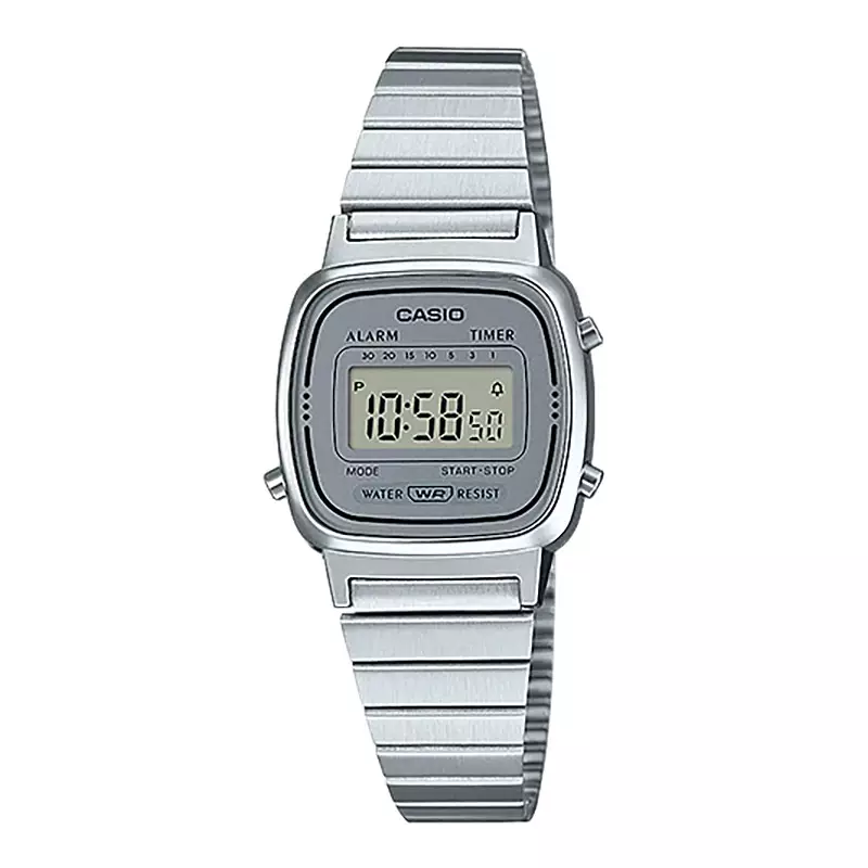 Jam Tangan Wanita Digital Casio Standard LA670WA-7DF LA670 LA670W Vintage Digital Dial Stainless Steel Band
