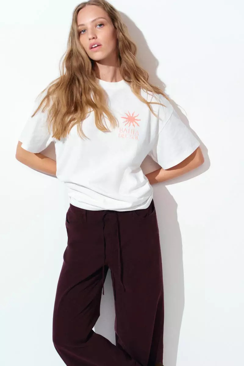 Linen-blend drawstring trousers
