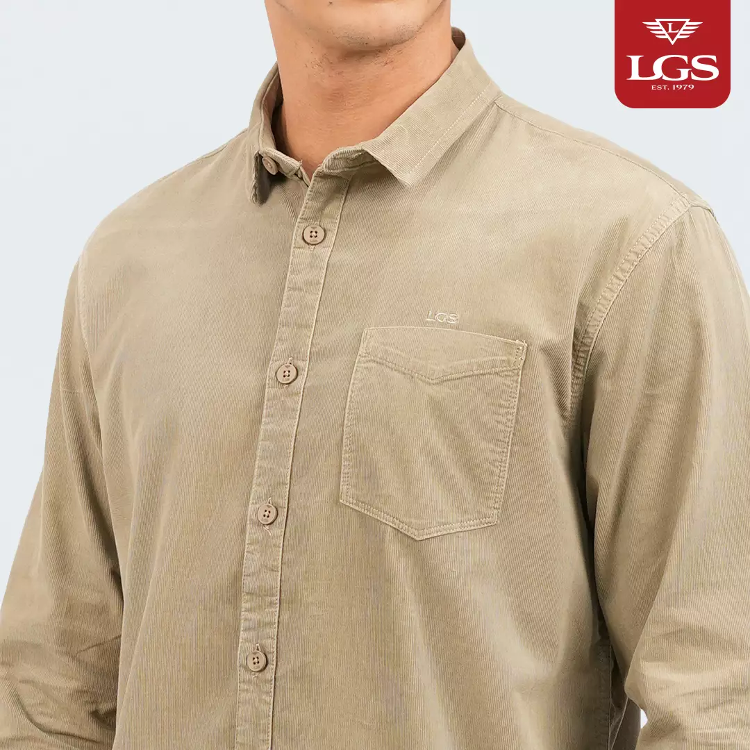 LGS - Kemeja Casual Pria - Lengan Panjang - Polos - Kantong Saku Aktif - Coklat - JSH.360.S2073F.1024.C-L/S