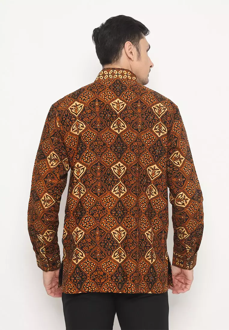 Hadinata Batik Pria Kemeja Panjang Cap Semi Tulis Bhadrika