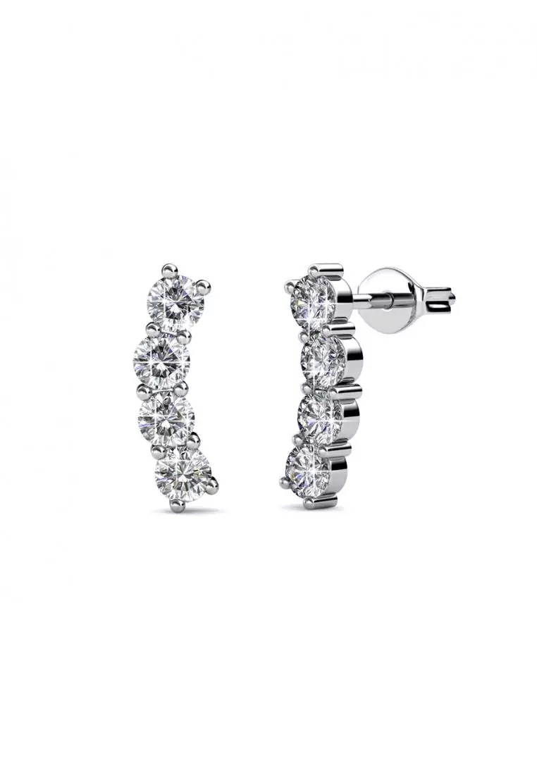 Curl Stud Earring WG - Anting Crystal Swarovski by Her Jewellery