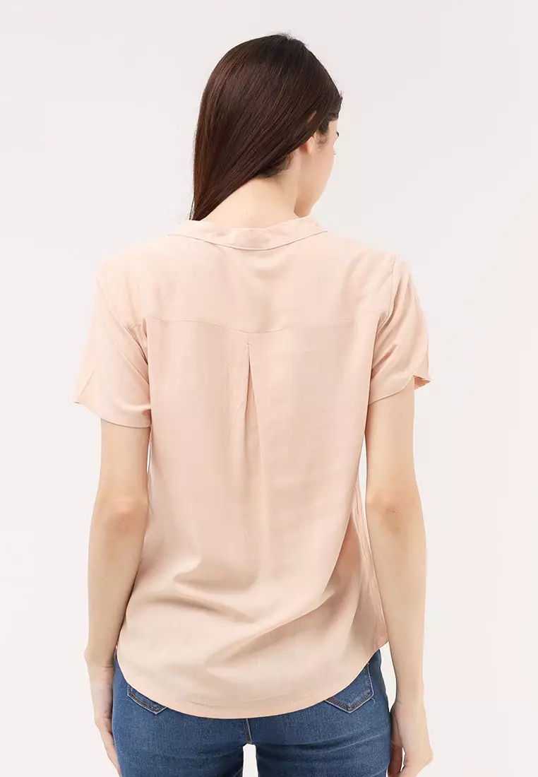 Short Sleeves Chinese Collar Blouse