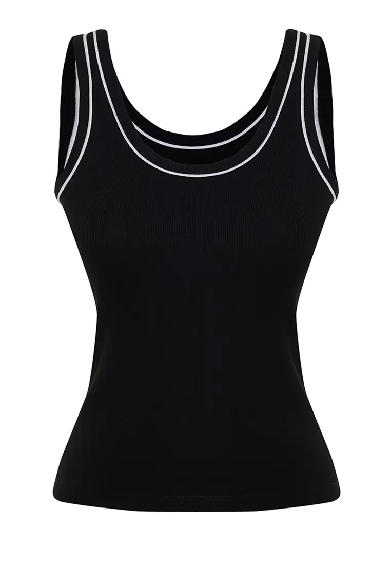 Contrast Piping Rib Tank Top