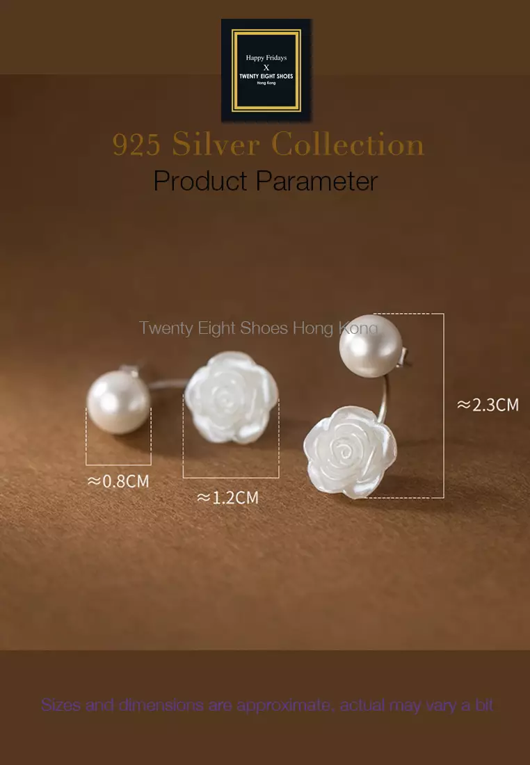 925 Silver Rose Faux Pearl Earrings JW AR-M02415