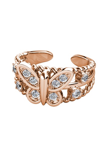 Her Jewellery Butterfly Aine Ring (Rose Gold) - Made with Swarovski Crystals F5695AC673FCA3GS_1