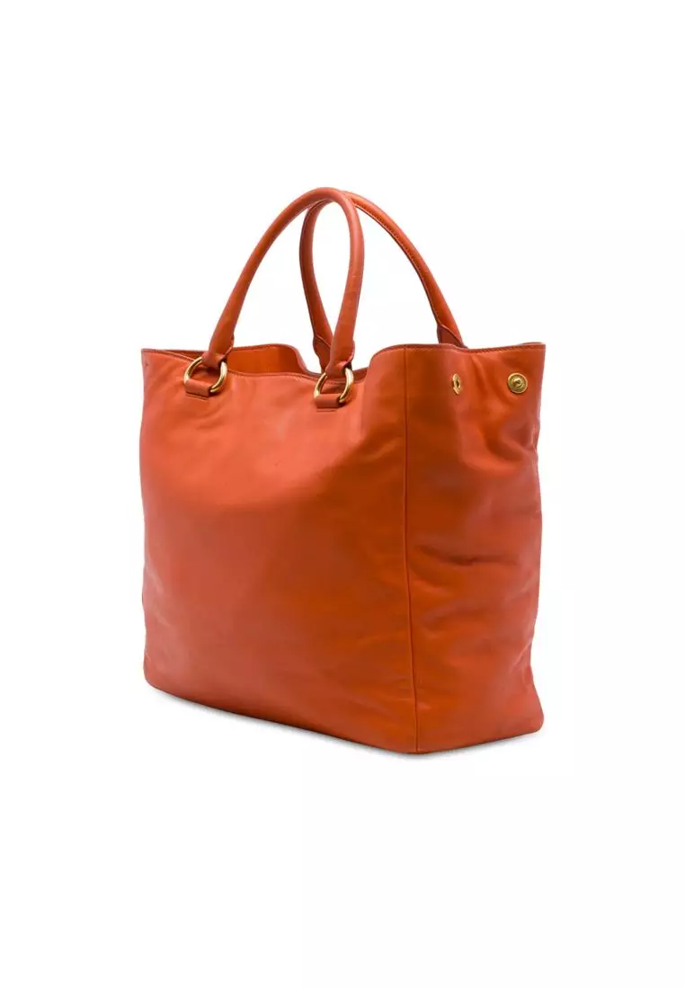 Pre-Loved Prada Vitello Daino Front Zip Open Convertible Tote