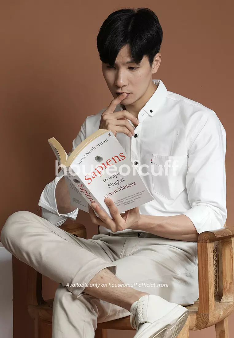 Houseofcuff Kemeja Lengan Panjang Pria Formal Slim Fit Putih