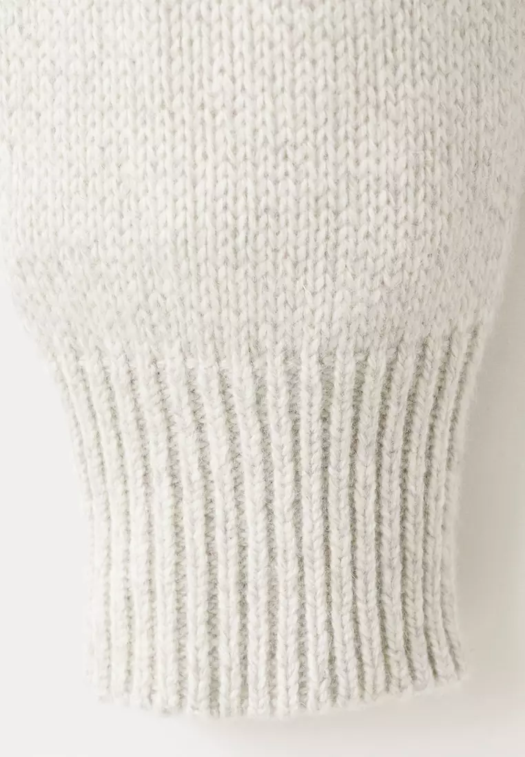 Ribbed-Neck Wool-Blend Sweater