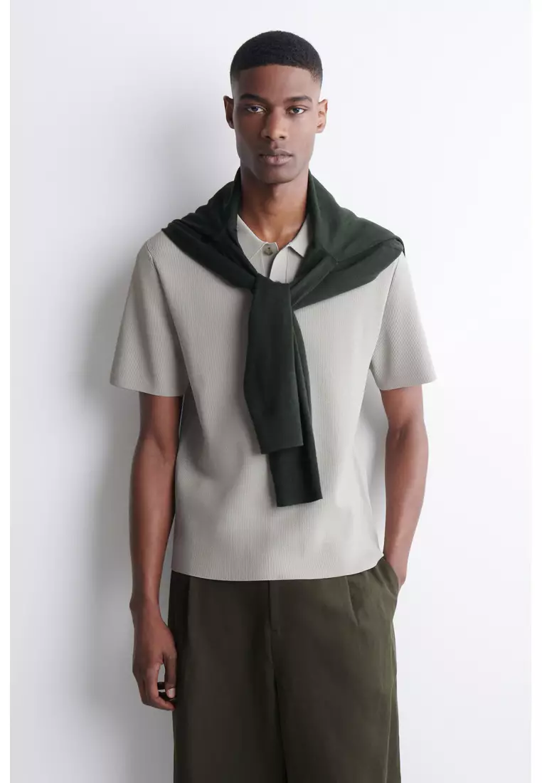 Buy COS SLIM RIBBED BOUCLÉ-KNIT POLO SHIRT 2026 Online | ZALORA