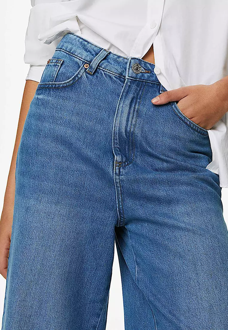 Lyocell Blend High Waisted Wide Leg Jeans