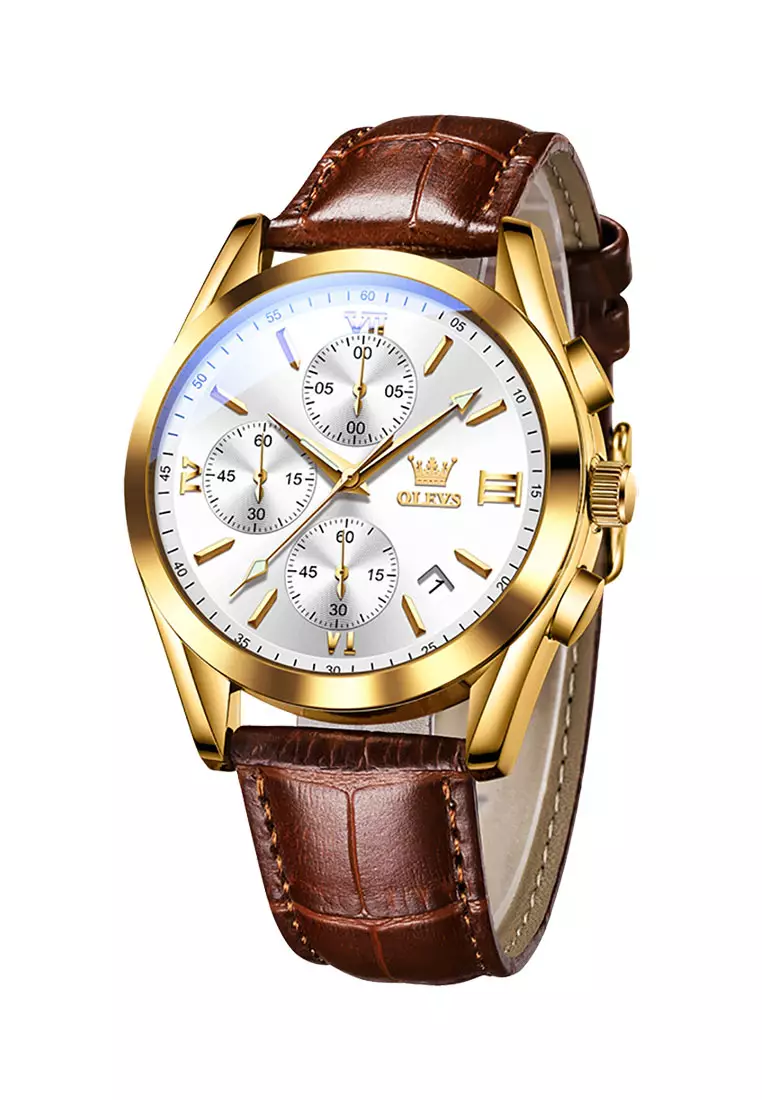 欧利时荧月系列六针钢带男表