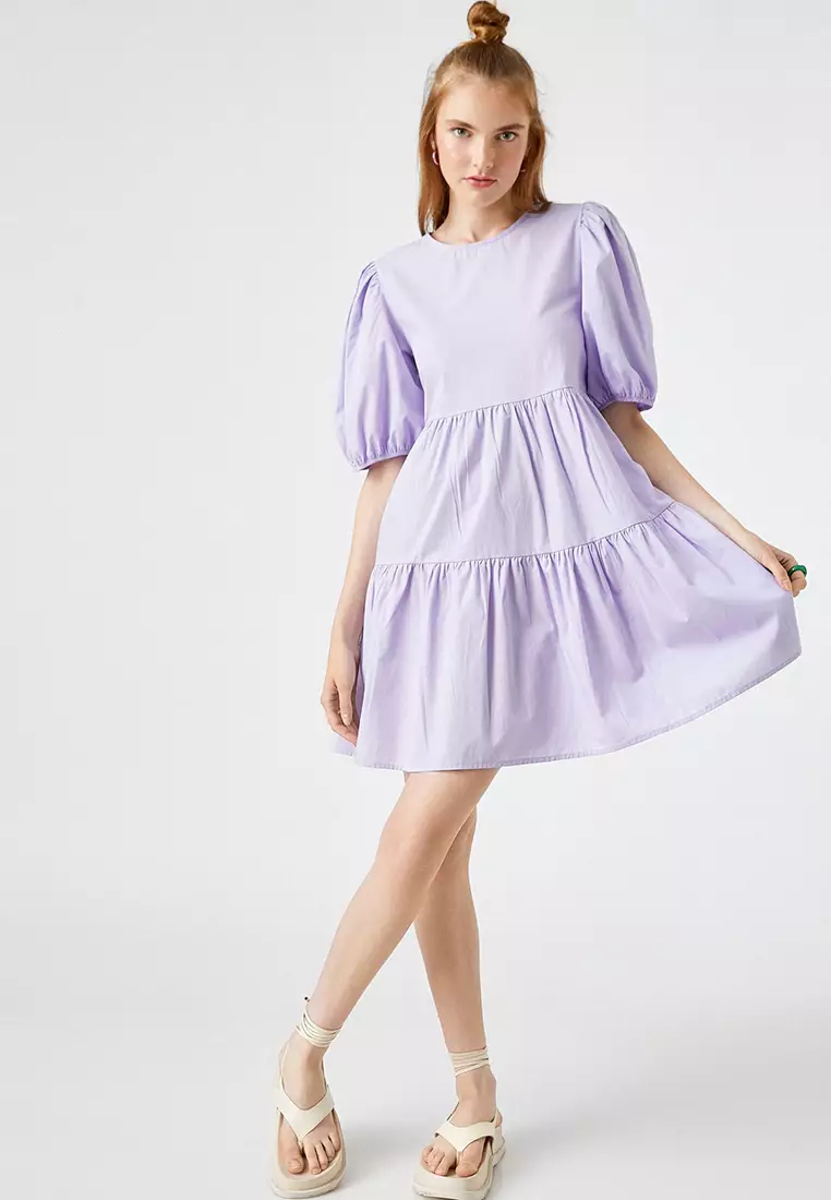 Crew Neck Balloon Sleeve Dress