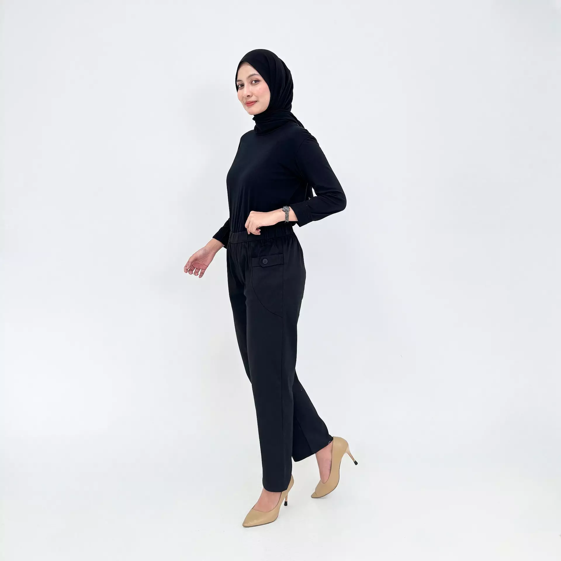 Mia Twill Baggy Pants - Celana Panjang Wanita Polos HITAM