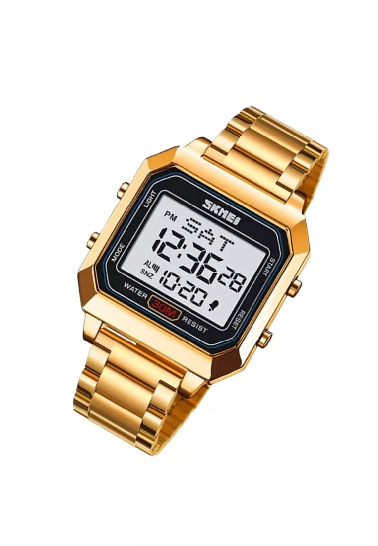 Jam Tangan Digital Pria Alarm Material Stainless Steel GB49 Waterproof ORIGINAL