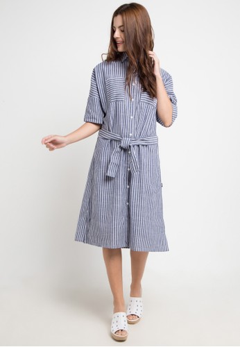 Jual Lois Jeans Linen Salur Dress Original ZALORA 