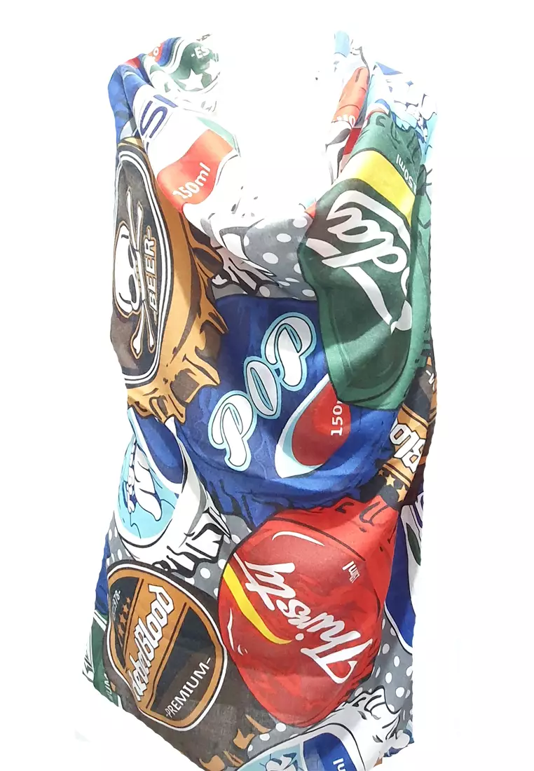 Printed Scarf Tassel Soda Pop