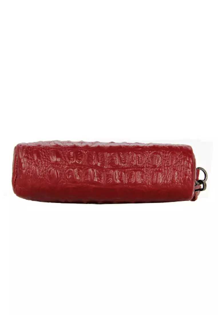 Red crocodile top wallet