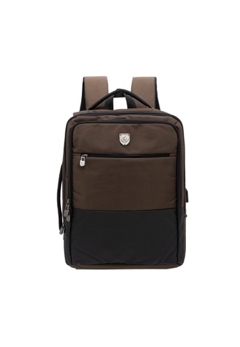 LancasterPolo brown LancasterPolo 15.6" Laptop Backpack with USB Part (2 Hand Carry Design) PBC 20306 5F769AC191DA9FGS_1