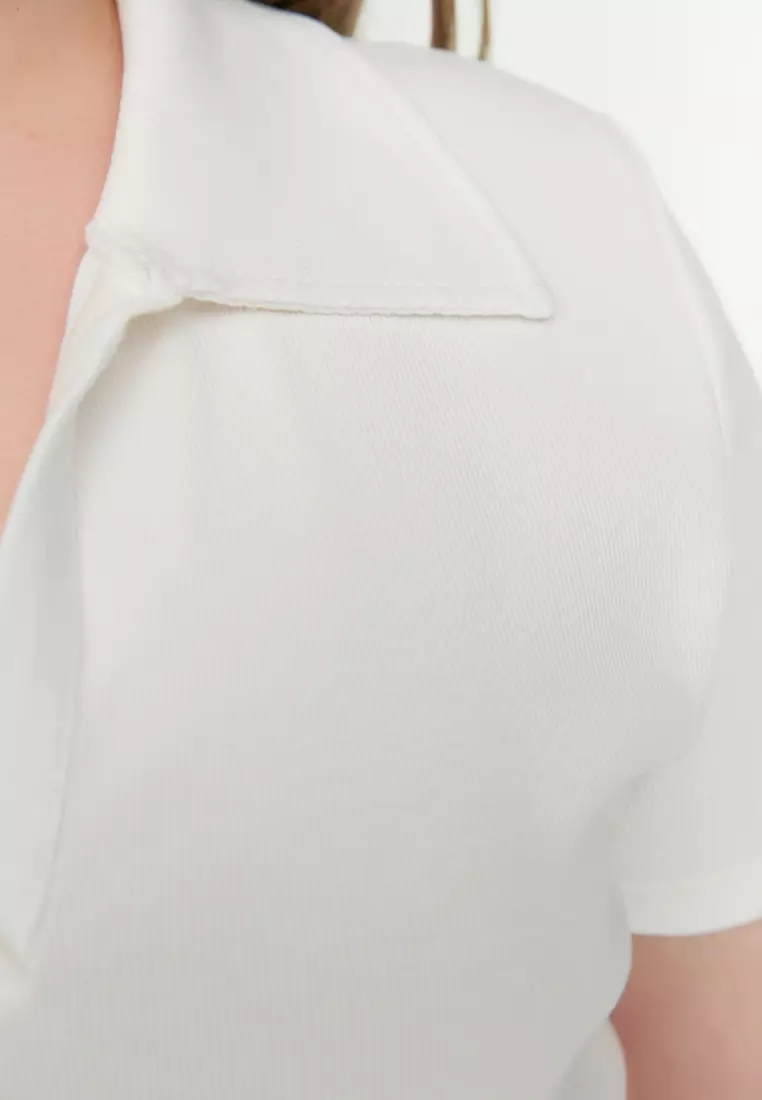 Plus Size Knitted Polo Shirt