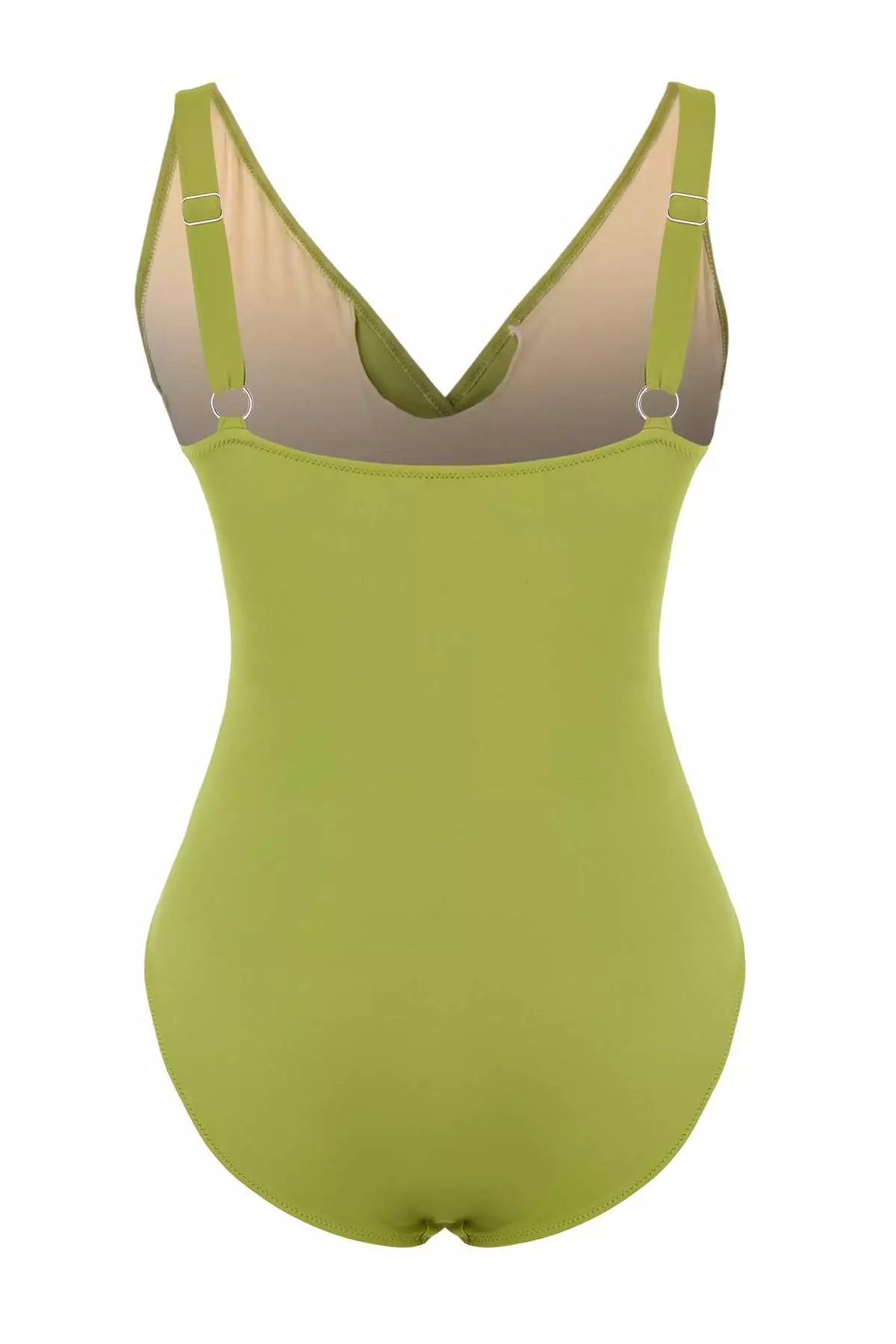 Oil Green Double-Breasted Tie Detailed Plus Size Swimwear Tbbss23Am00034
