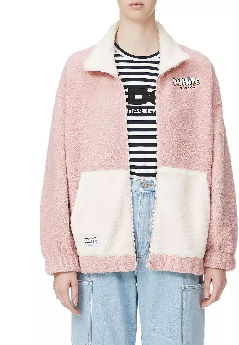 Lazy oaf pink deals polar fleece zip sweat