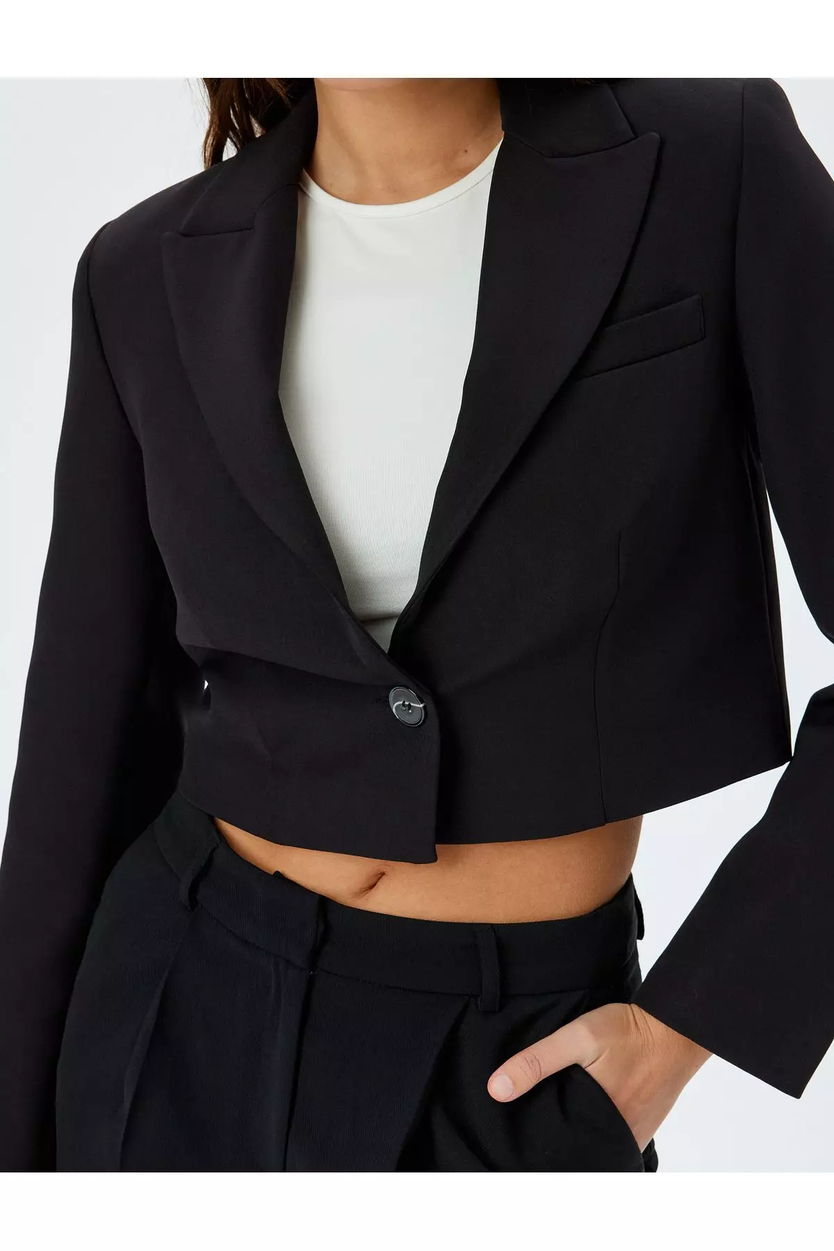 Double Breasted Collar Crop Blazer Jacket