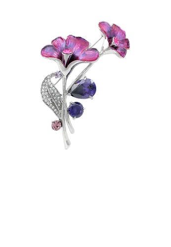 Buy Glamorousky Bluish Purple Flower Brooch With Silver Pink Austrian Element Crystals And Purple Cz 2021 Online Zalora Singapore