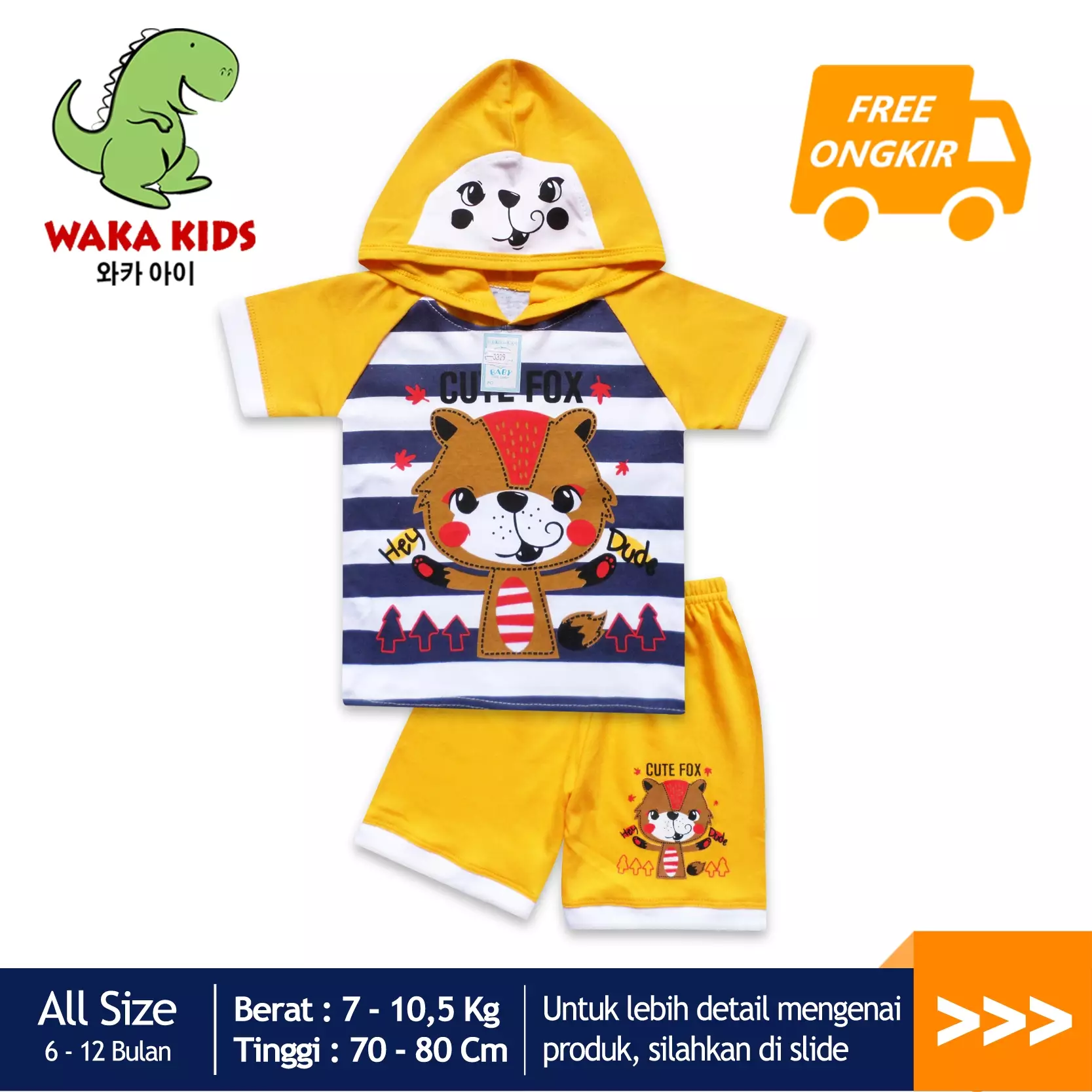 Skabe Pakaian Hoodie Anak Laki Laki Baju Lengan Pendek Motif Bear Salur Setelan Celana Kaos All Size Warna Tua Untuk Usia 6 Bulan Hingga 12 Bulan 3329