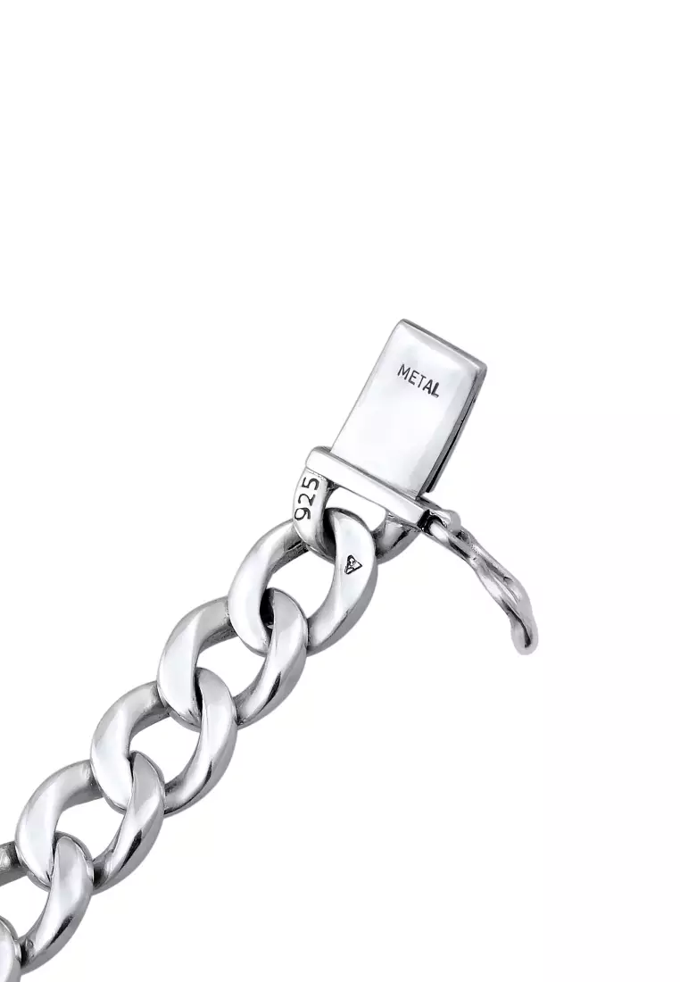 EXCLUSIVE Gelang Perhiasan Perak 925 Pria Curb Chain Box Clasp