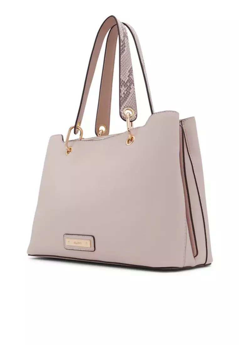 Aldo Coquette Solid Tote Bag with Detachable Crossbody Strap in Pink