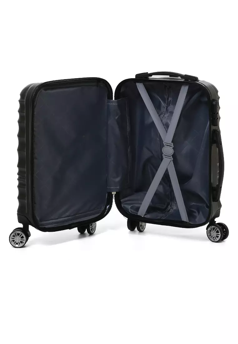 Caroline Koper Hardcase Unisex Size 18 Inch Suitcase Combination Lock Large Compartment Material ABS+PVC Coated ORIGINAL - Black