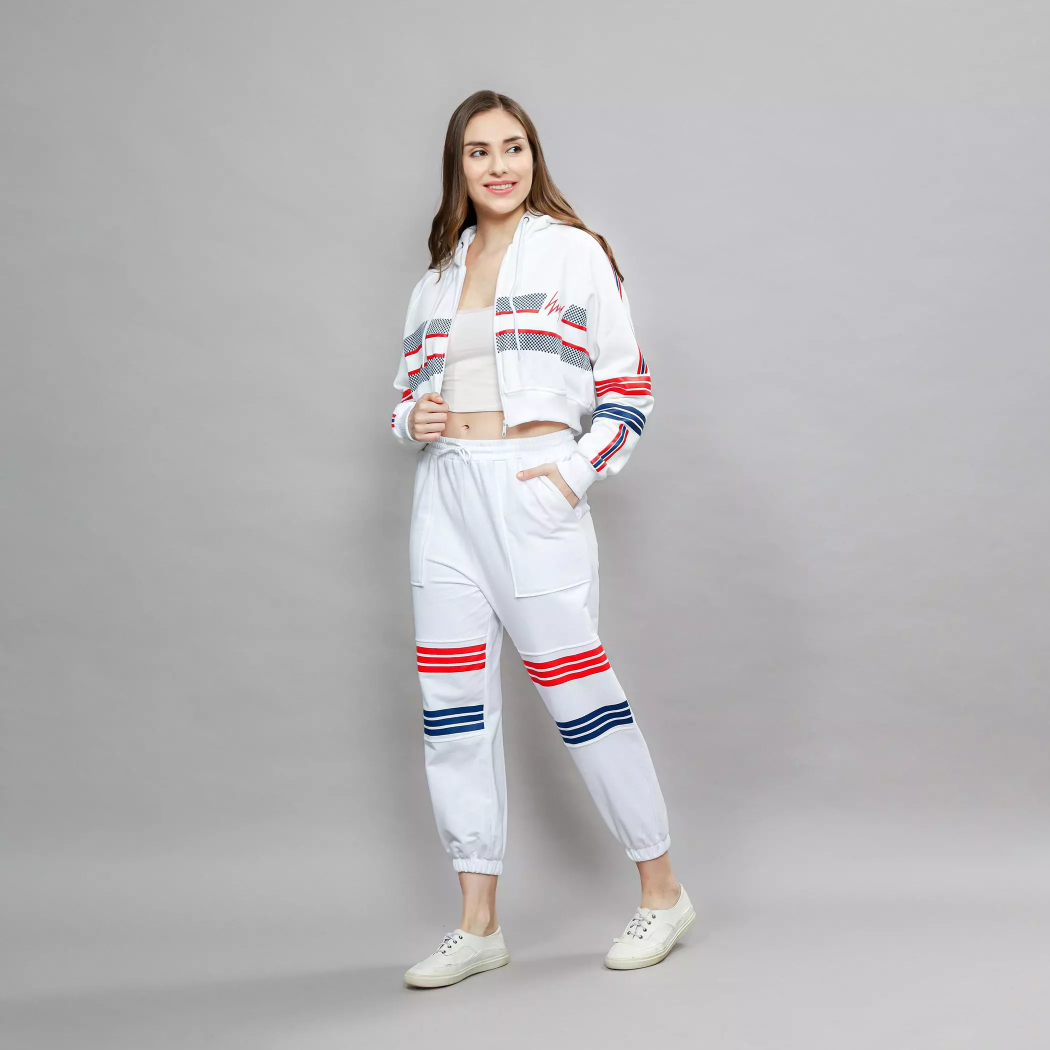 Enough - One Set Hoodie Crop Zipper dan Celana Jogger Sweatpants Wanita Butterfly Effect Sweater Setelan copy