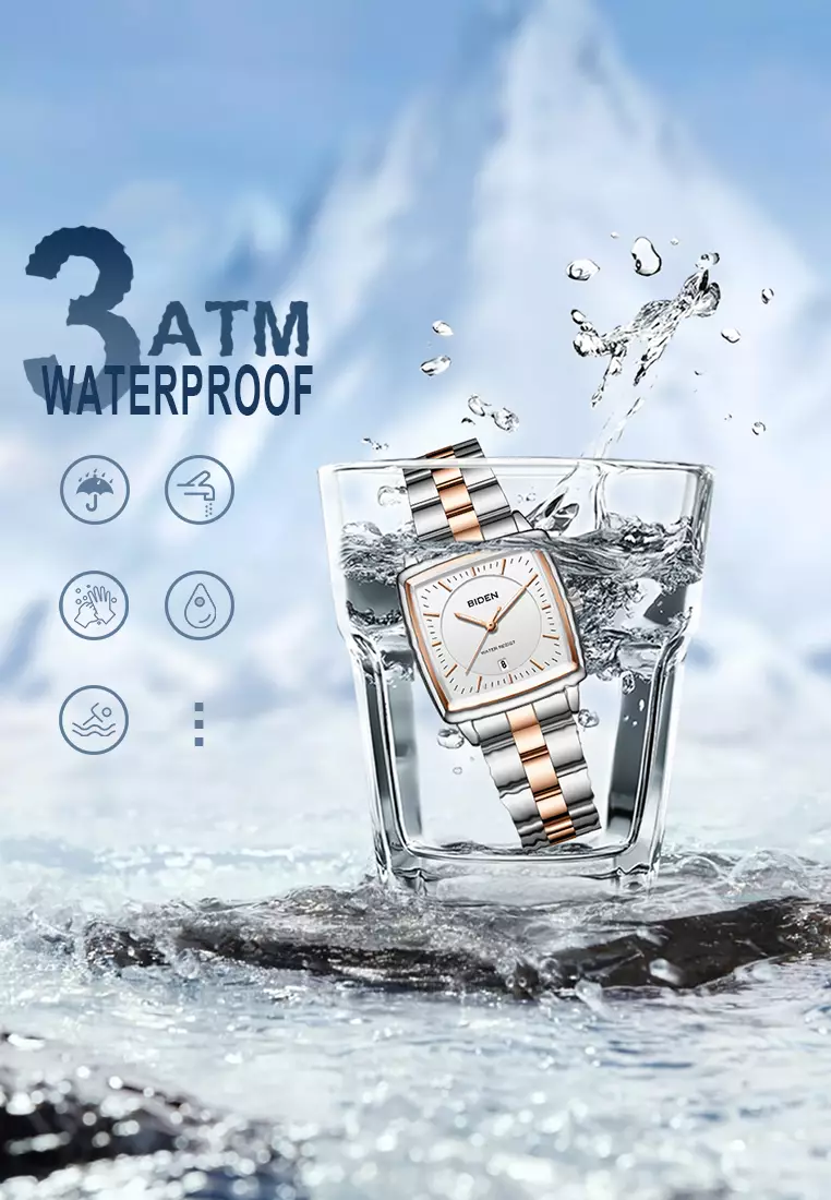 Jam Tangan Couple Original Full Luminous Kuarsa Tali Stainless Steel Fashion Classic Jam Tangan Pria dan Wanita rosewhite